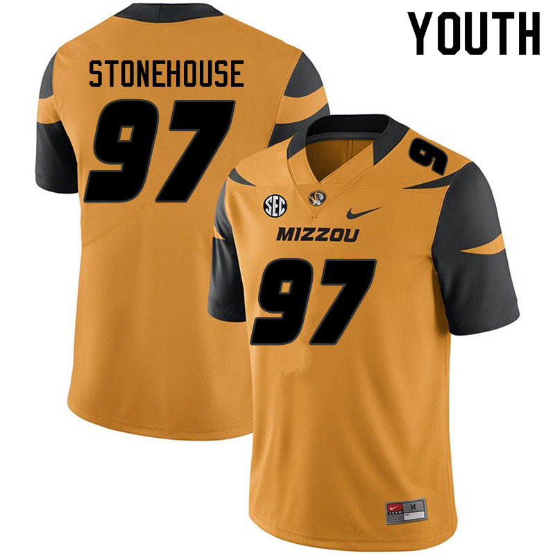 Youth #97 Jack Stonehouse Missouri Tigers College Football Jerseys Sale-Yellow